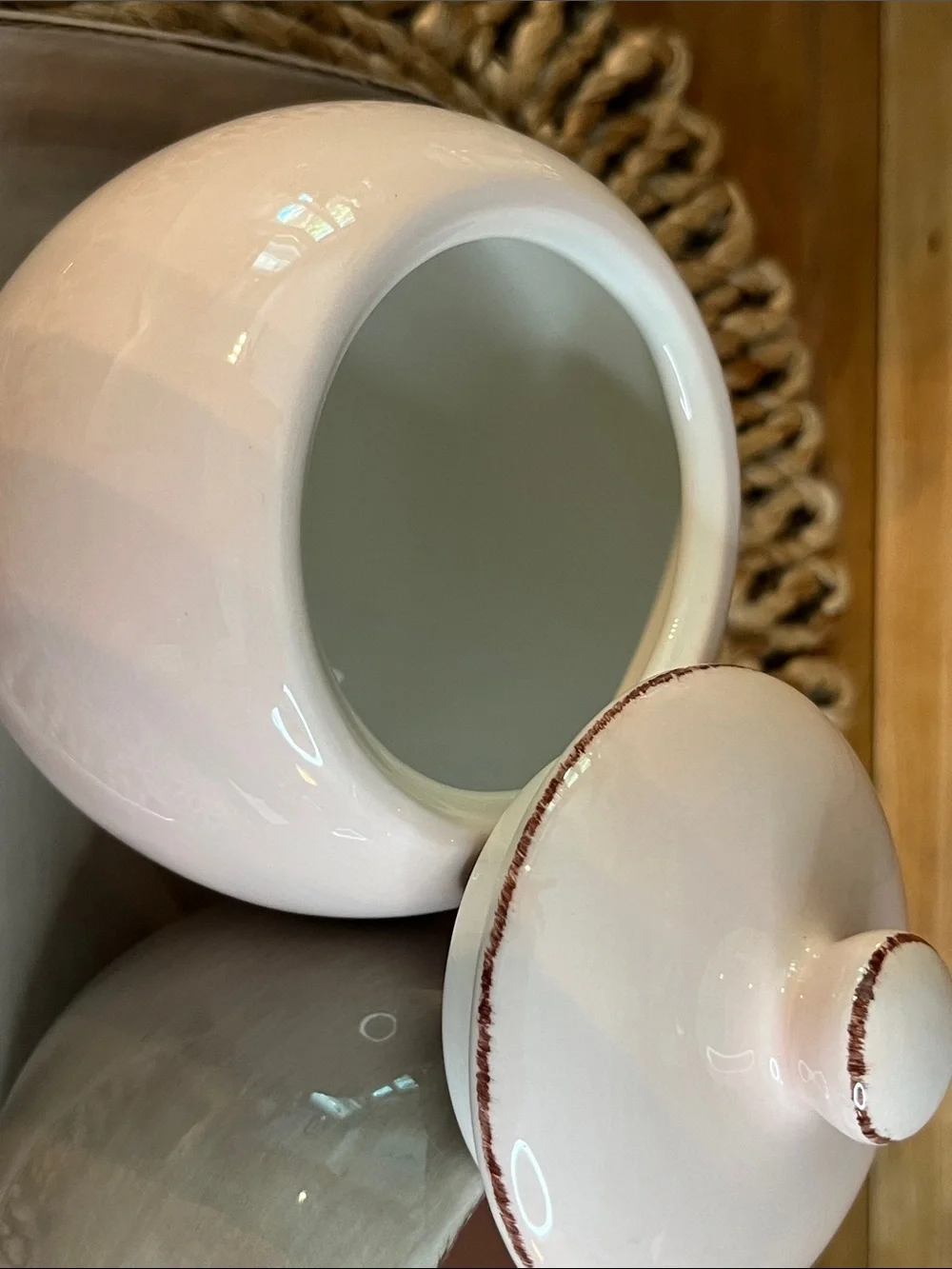Pottery Barn-Morning Story- Creamer&Sugar Bowl W/Lid and Tray- Discontinued